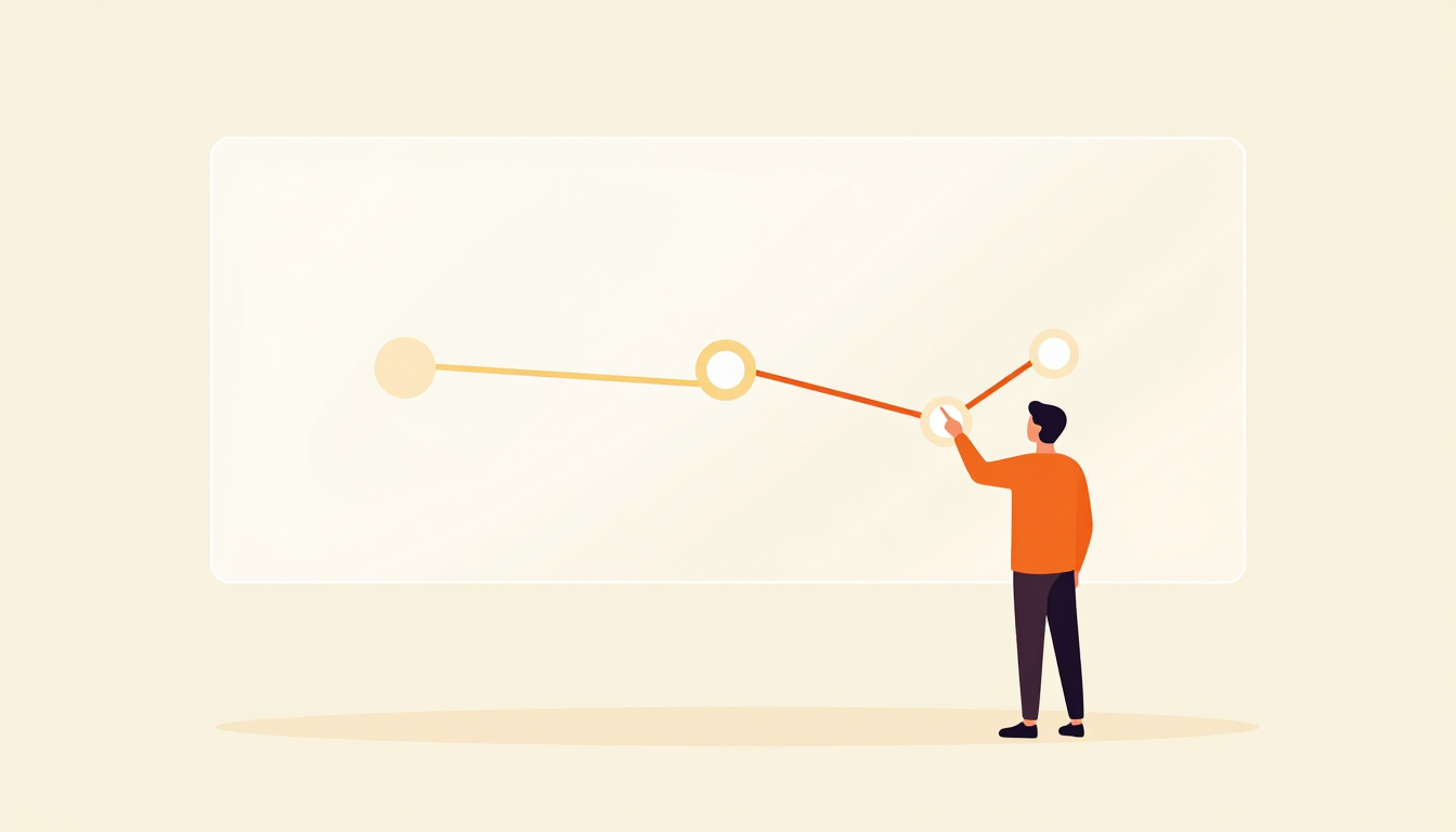 A figure gestures toward a diagram on a large display panel.