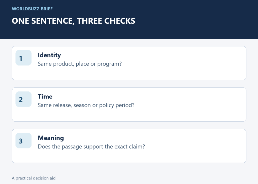 One sentence, three checks