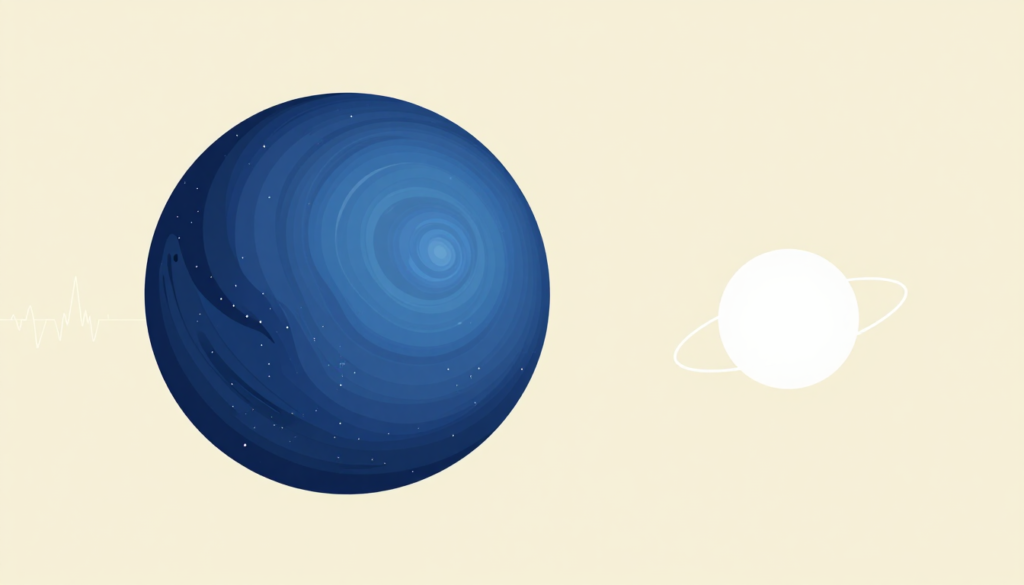 A blue hypergiant star and a white neutron star orbit each other in space.