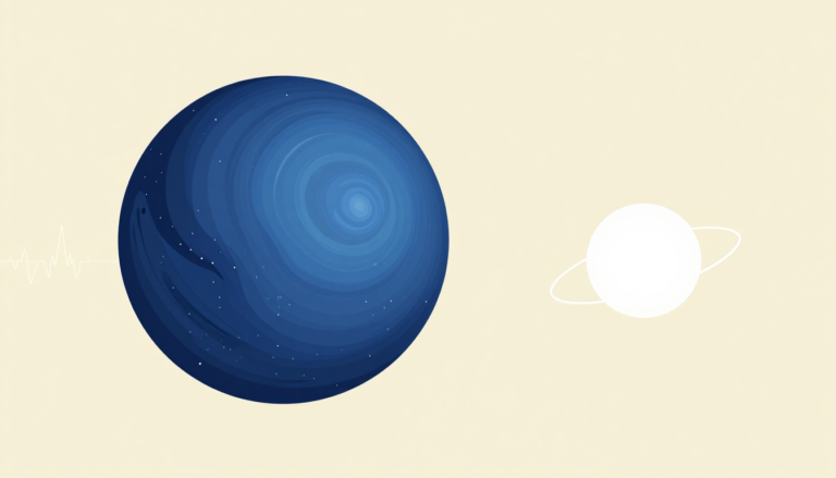 A blue hypergiant star and a white neutron star orbit each other in space.