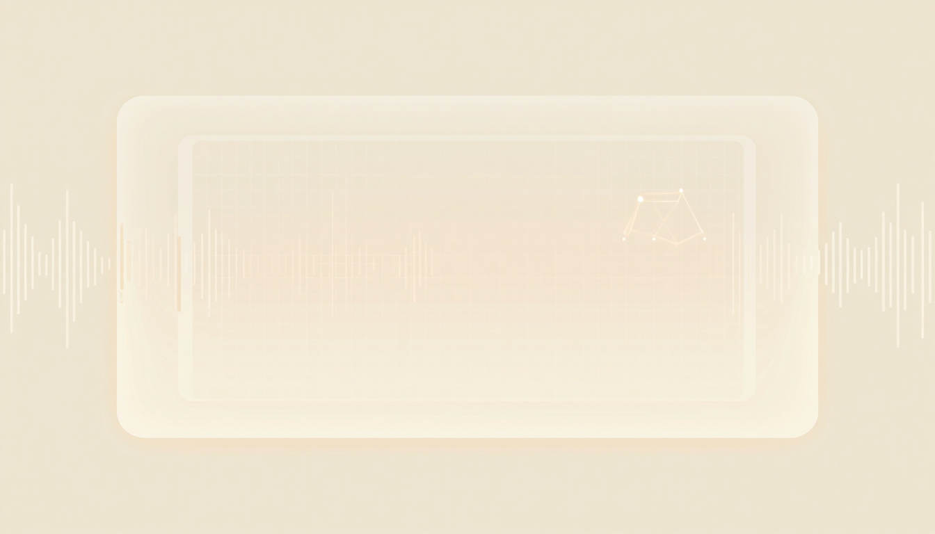 A digital frame under analysis, marked by subtle grid and geometric symbol.
